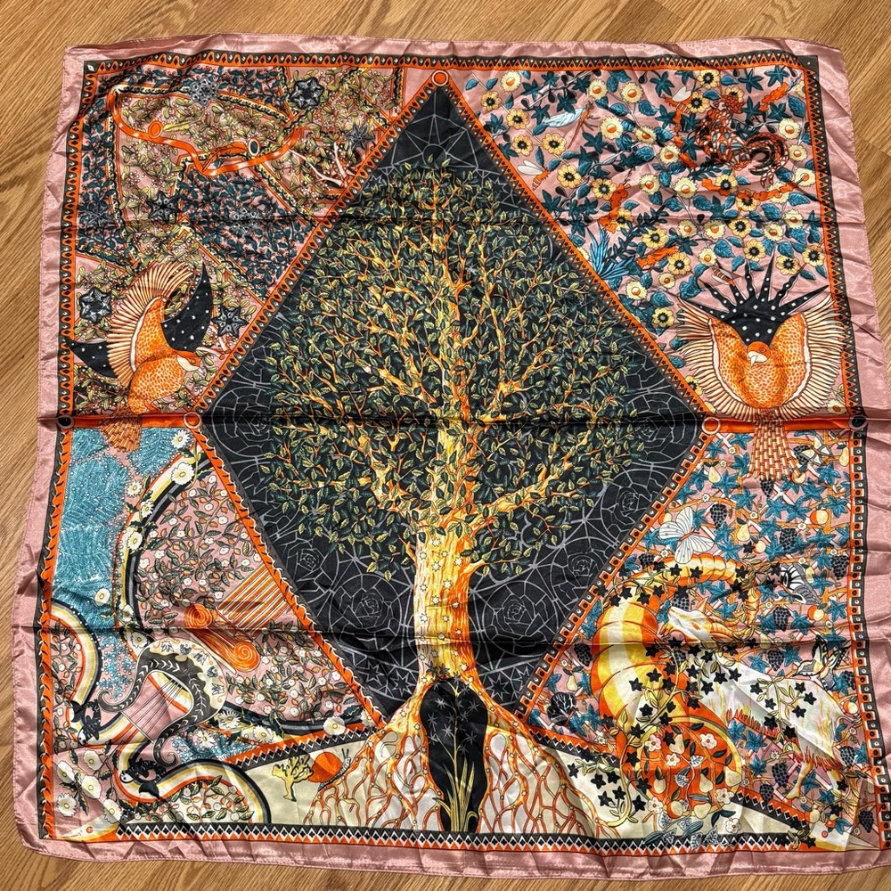 Tree of Life Polyester Screen Print Scarf‎ 35” Square
